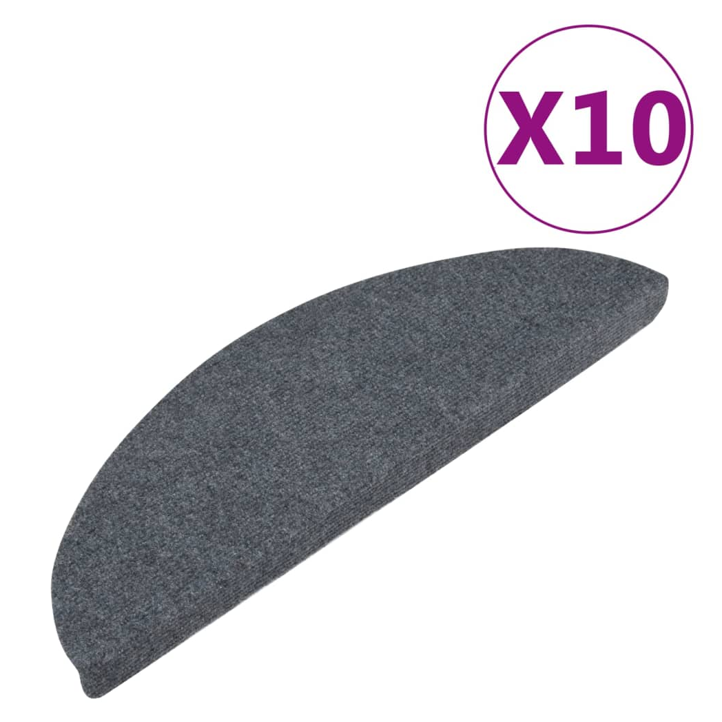 vidaXL Stair Mats Self-adhesive 10 pcs Grey 56x17x3 cm