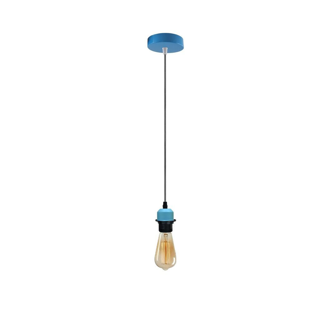 Industrial Blue Pendant Light Fitting, Lampshade Addable E27 Lamp Holder UK Holder Fitting Set With PVC Cable.