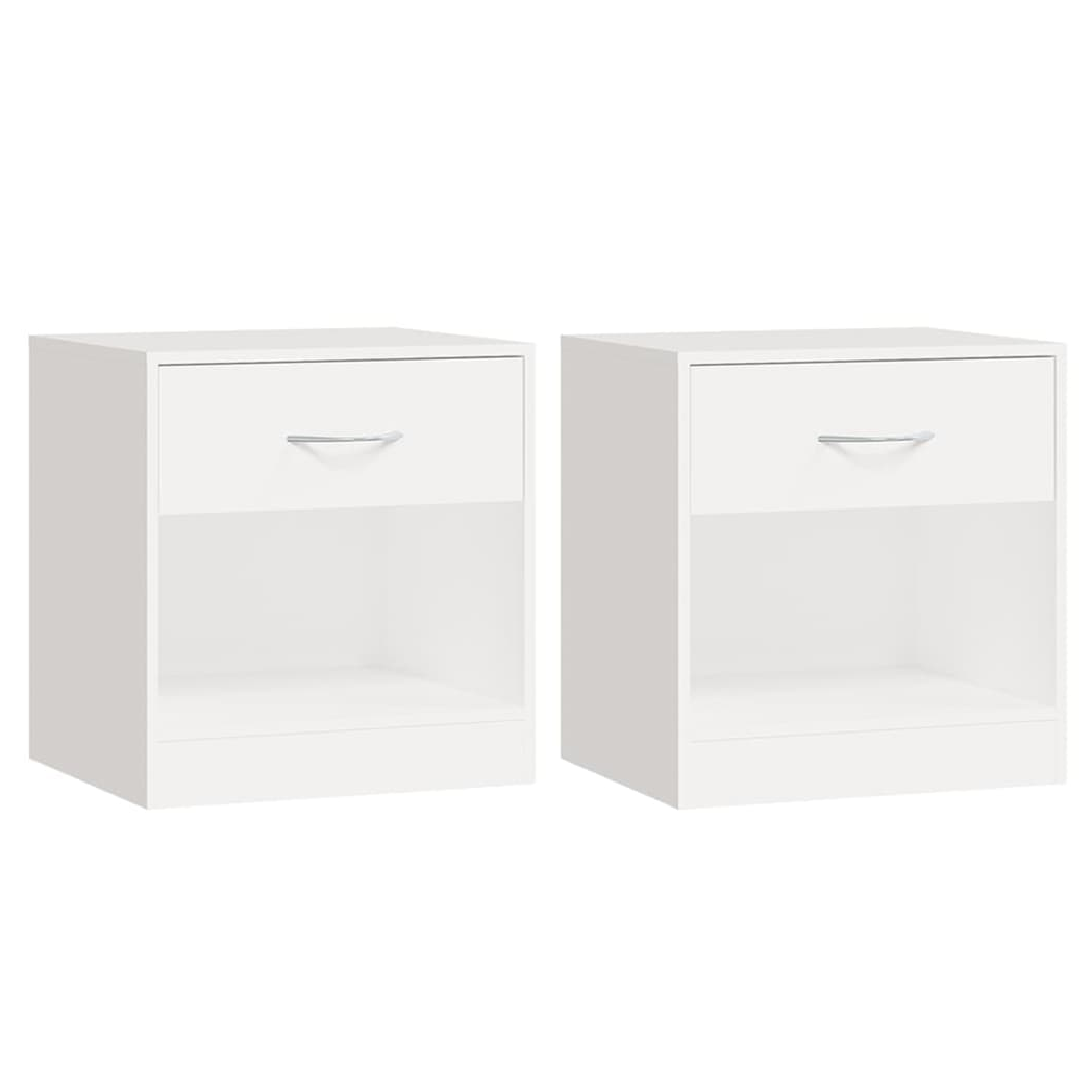 vidaXL Nightstand 2 pcs with Drawer White