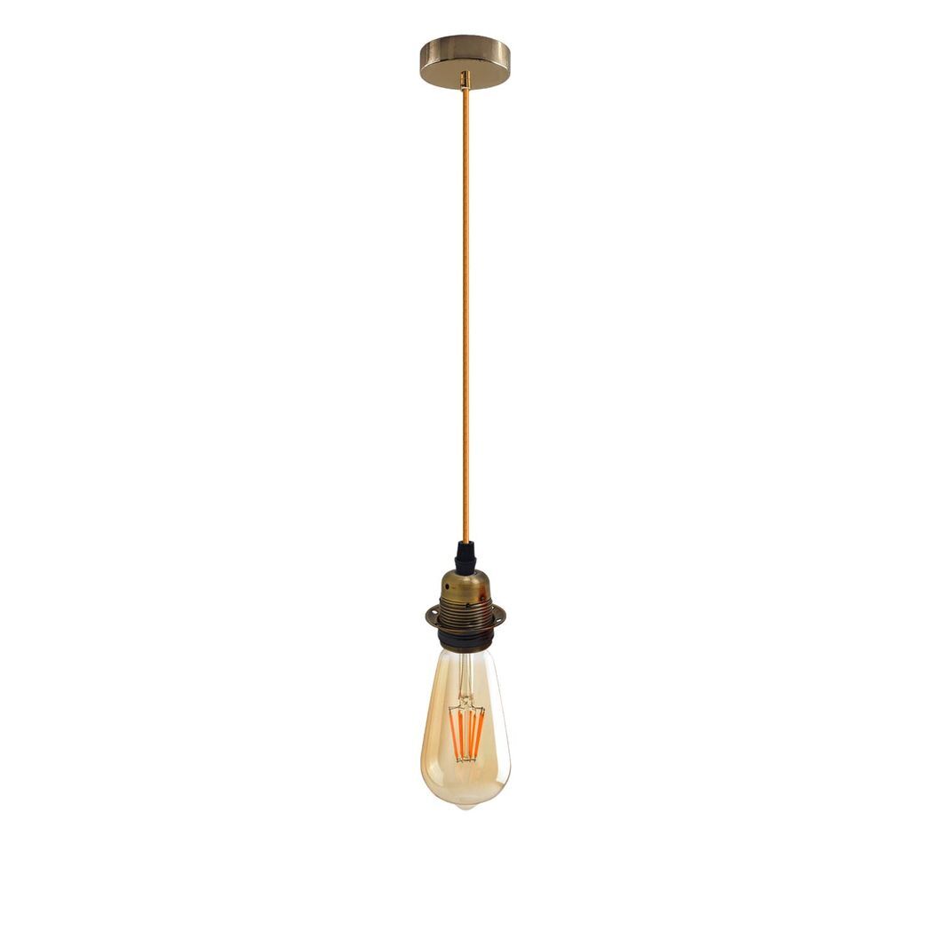 Vintage Industrial Yellow Brass Pendant Light Fitting, lampshade Holder Fitting  Set with 2m Cable.