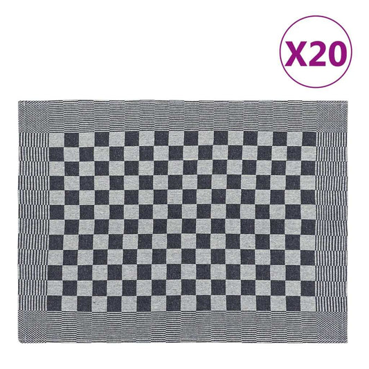 vidaXL Kitchen Towels 20 pcs Black and White 50x70 cm Cotton