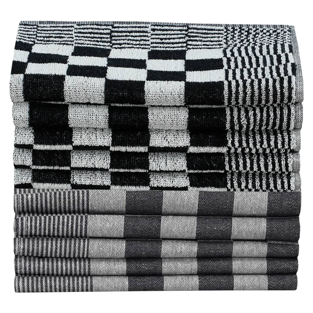 vidaXL 10 Piece Towel Set Black and White Cotton