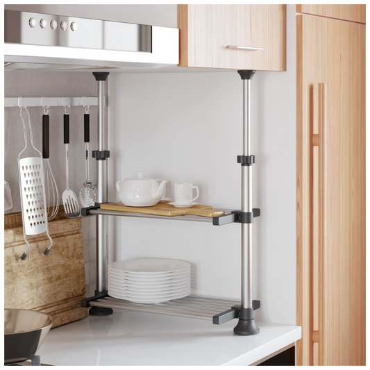 vidaXL Kitchen Shelf 50x25x(50-70) cm Aluminium