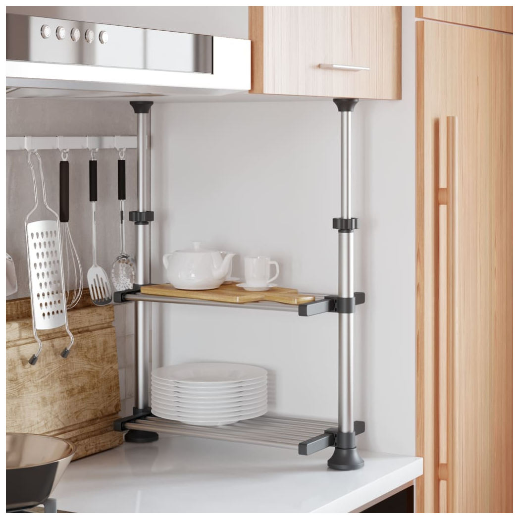 vidaXL Kitchen Shelf 50x25x(50-70) cm Aluminium