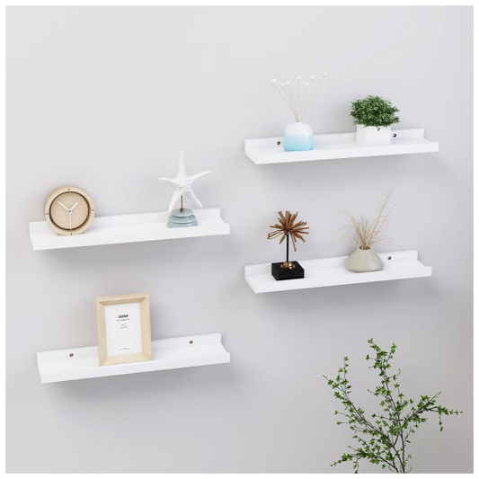 vidaXL Wall Shelves 4 pcs White 40x9x3 cm