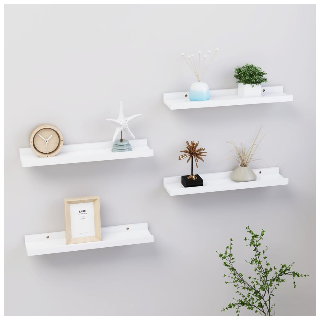 vidaXL Wall Shelves 4 pcs White 40x9x3 cm