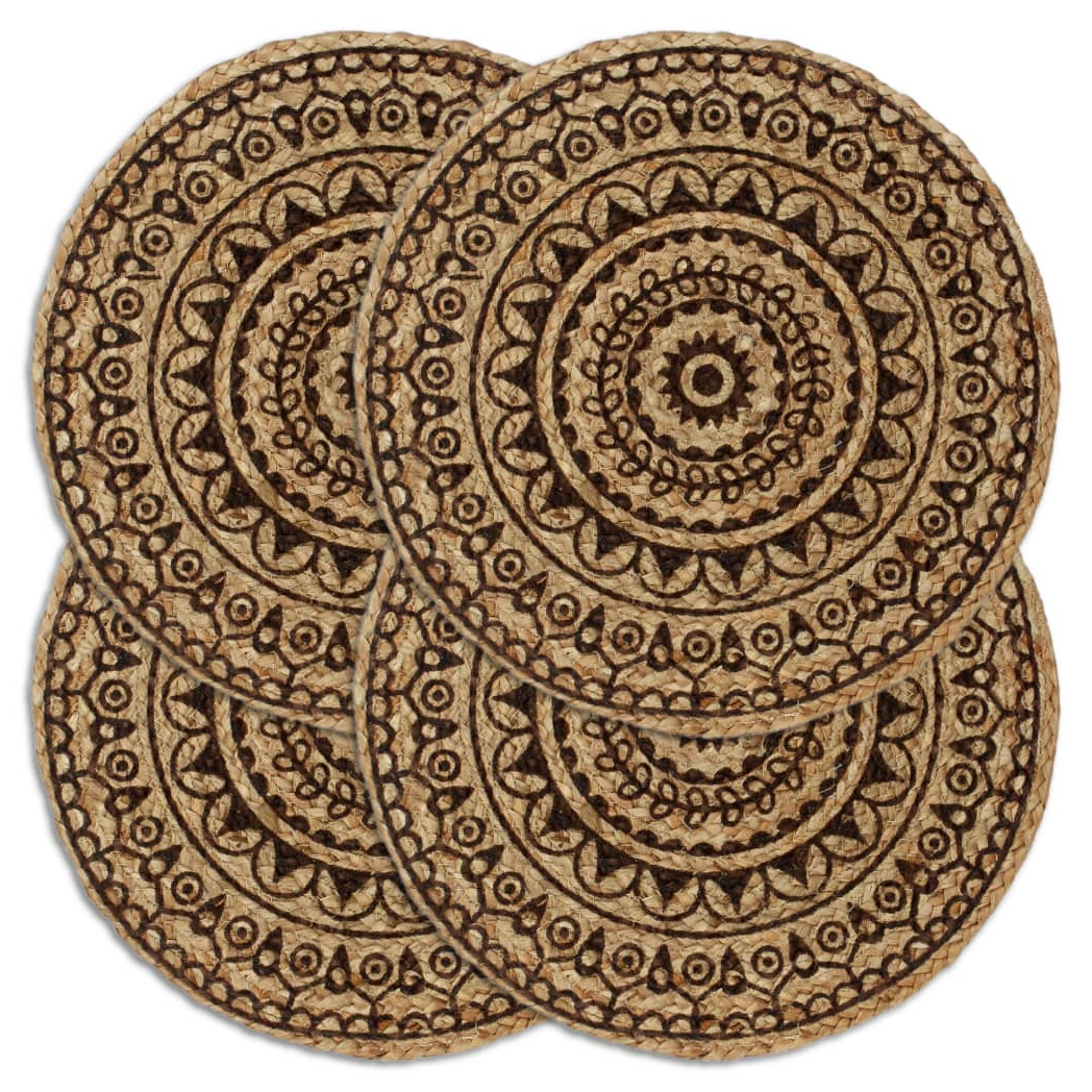 vidaXL Placemats 4 pcs Dark Brown 38 cm Round Jute