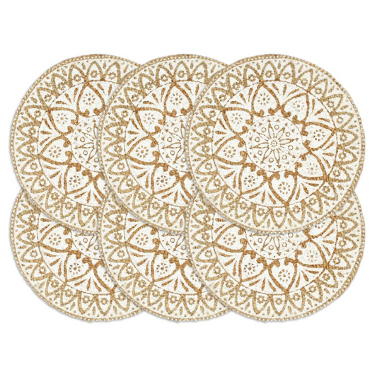 vidaXL Placemats 6 pcs White 38 cm Round Jute