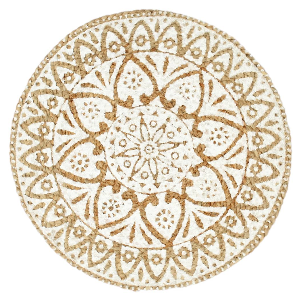 vidaXL Placemats 6 pcs White 38 cm Round Jute