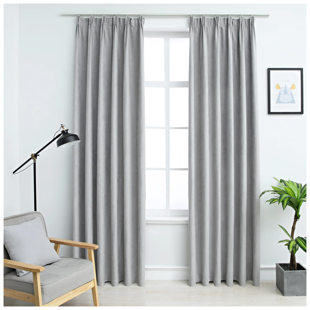 vidaXL Blackout Curtains with Hooks 2 pcs Grey 140x225 cm