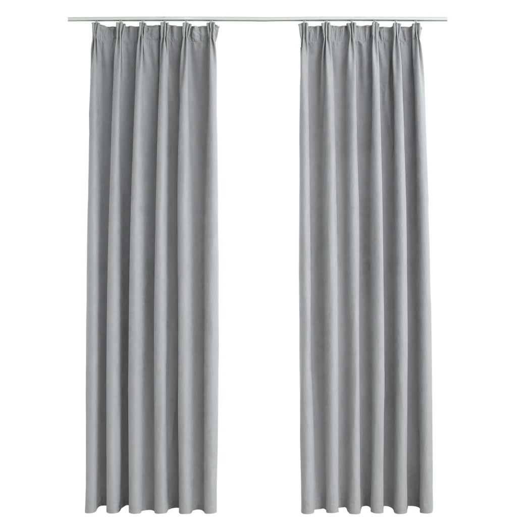 vidaXL Blackout Curtains with Hooks 2 pcs Grey 140x225 cm