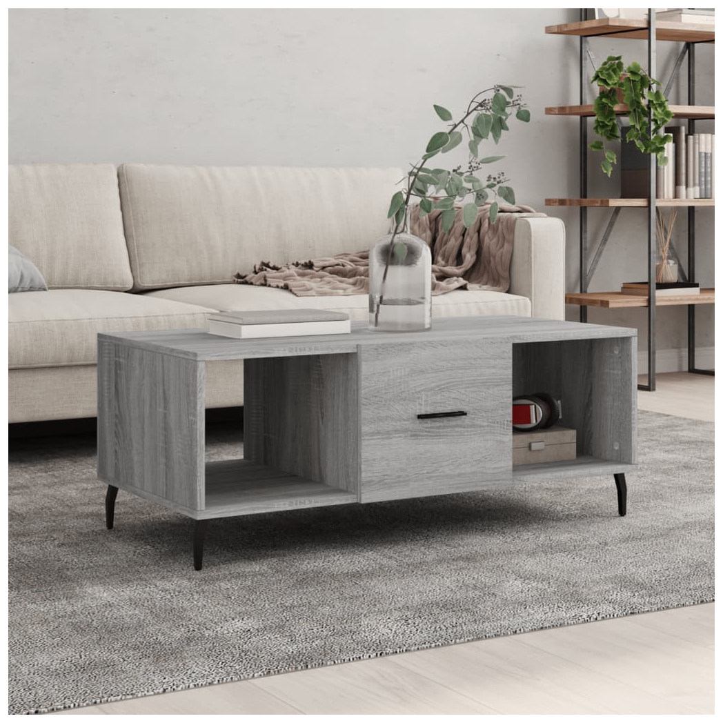 vidaXL Coffee Table Grey Sonoma 102x50x40 cm Engineered Wood