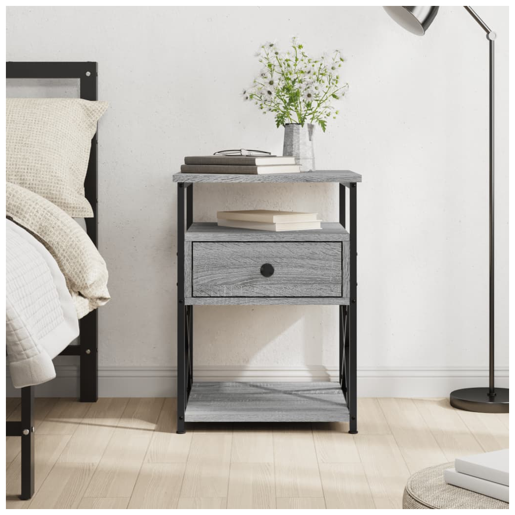 vidaXL Bedside Cabinet Grey Sonoma 40x42x55 cm Engineered Wood