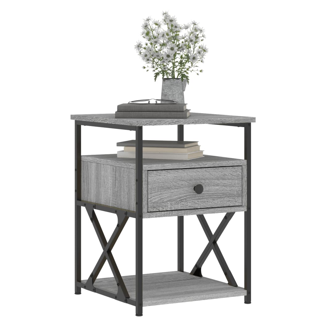 vidaXL Bedside Cabinet Grey Sonoma 40x42x55 cm Engineered Wood