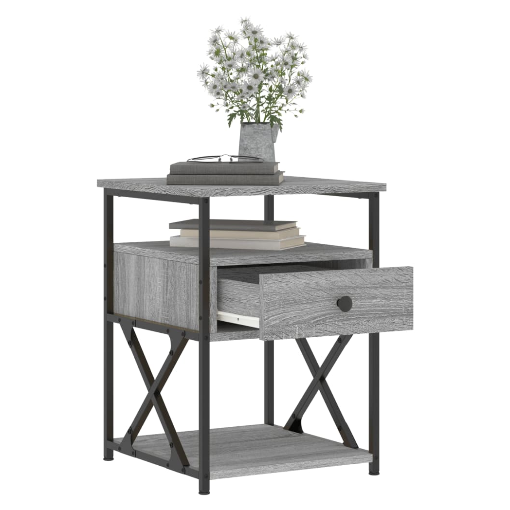 vidaXL Bedside Cabinet Grey Sonoma 40x42x55 cm Engineered Wood