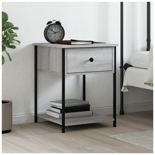 vidaXL Bedside Table Grey Sonoma 44x45x58 cm Engineered Wood