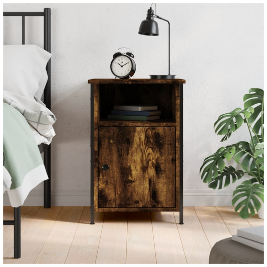 vidaXL Bedside Cabinet Smoked Oak 40x42x60 cm Engineered Wood