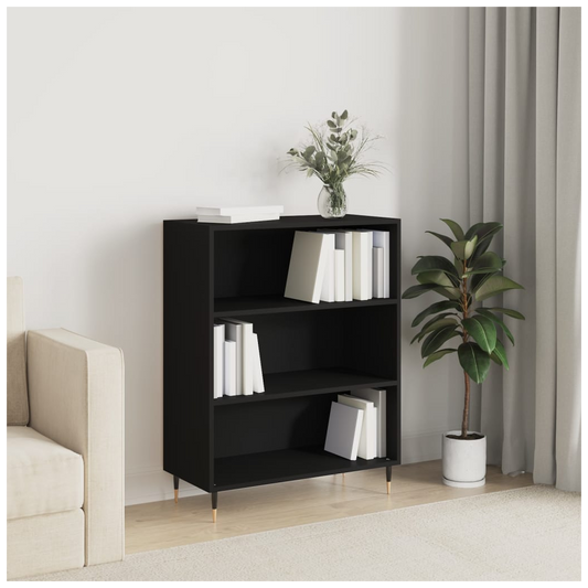 vidaXL Bookcase Black 69.5x32.5x90 cm Engineered Wood