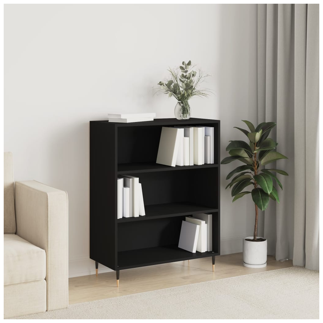 vidaXL Bookcase Black 69.5x32.5x90 cm Engineered Wood