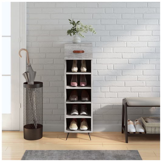 vidaXL Shoe Cabinet Grey Sonoma 30x35x105 cm Engineered Wood