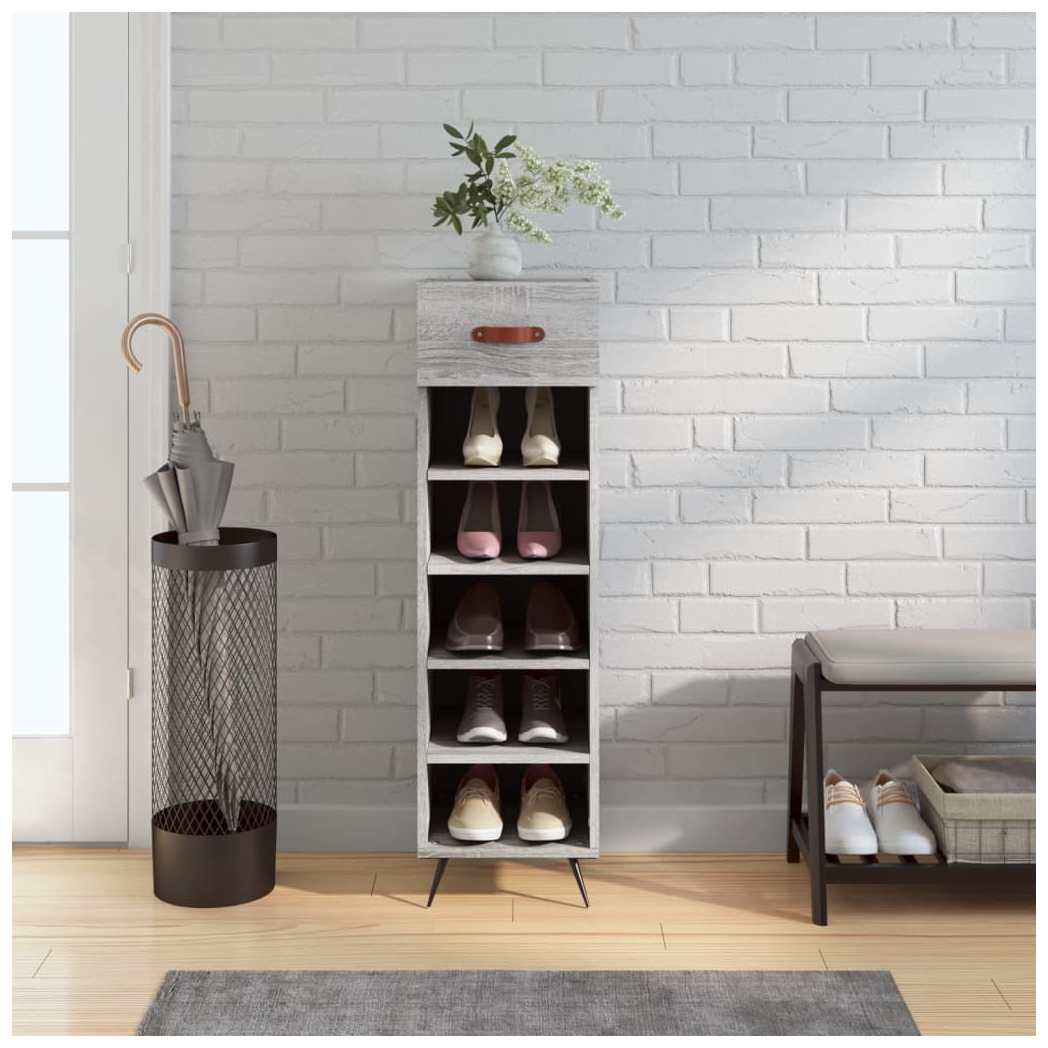 vidaXL Shoe Cabinet Grey Sonoma 30x35x105 cm Engineered Wood