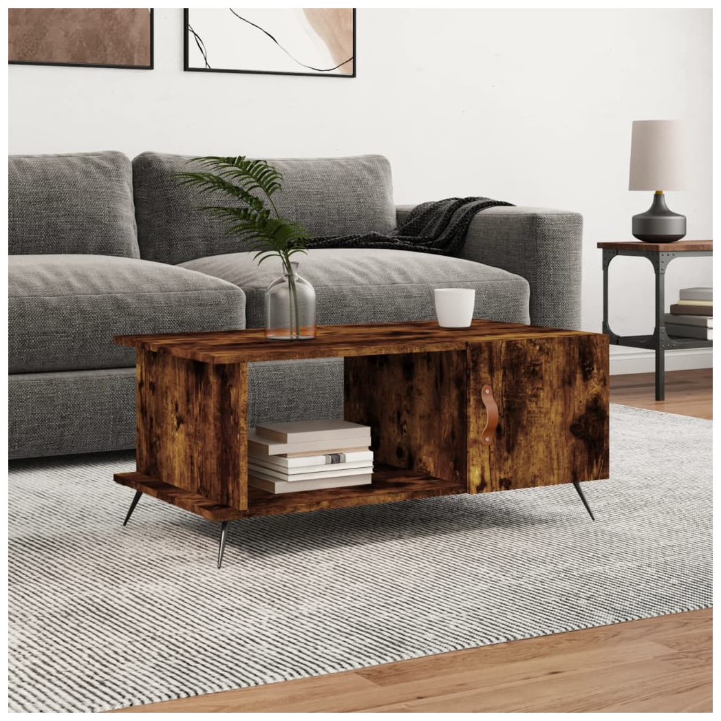 vidaXL Coffee Table Smoked Oak 90x50x40 cm Engineered Wood