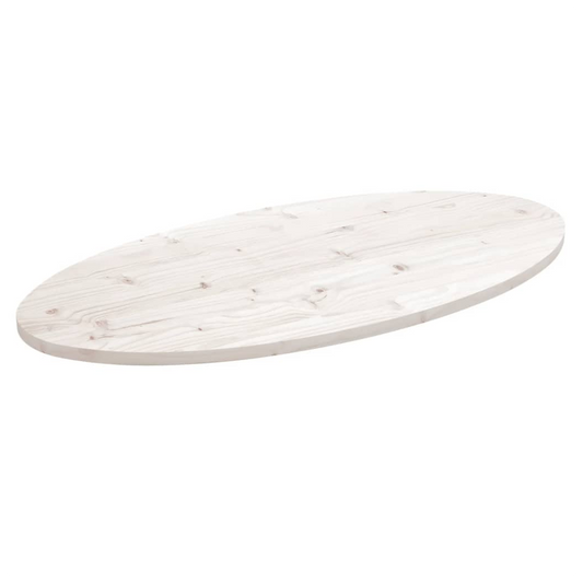 vidaXL Table Top White 90x45x2.5 cm Solid Wood Pine Oval