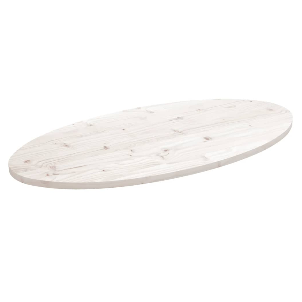 vidaXL Table Top White 90x45x2.5 cm Solid Wood Pine Oval