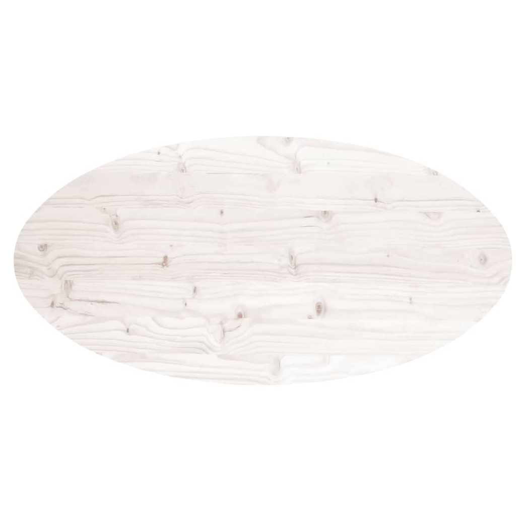 vidaXL Table Top White 90x45x2.5 cm Solid Wood Pine Oval