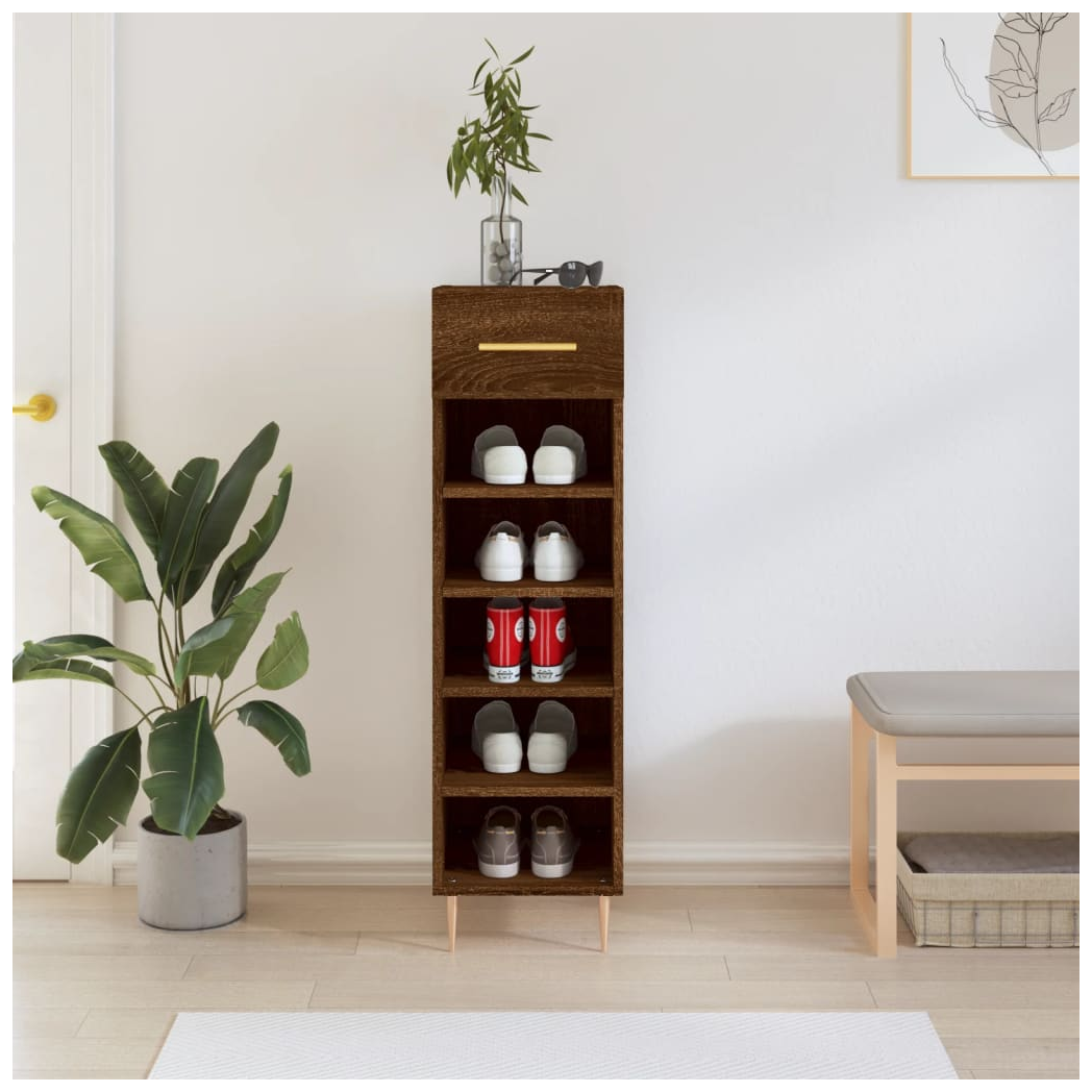 vidaXL Shoe Cabinet Brown Oak 30x35x105 cm Engineered Wood