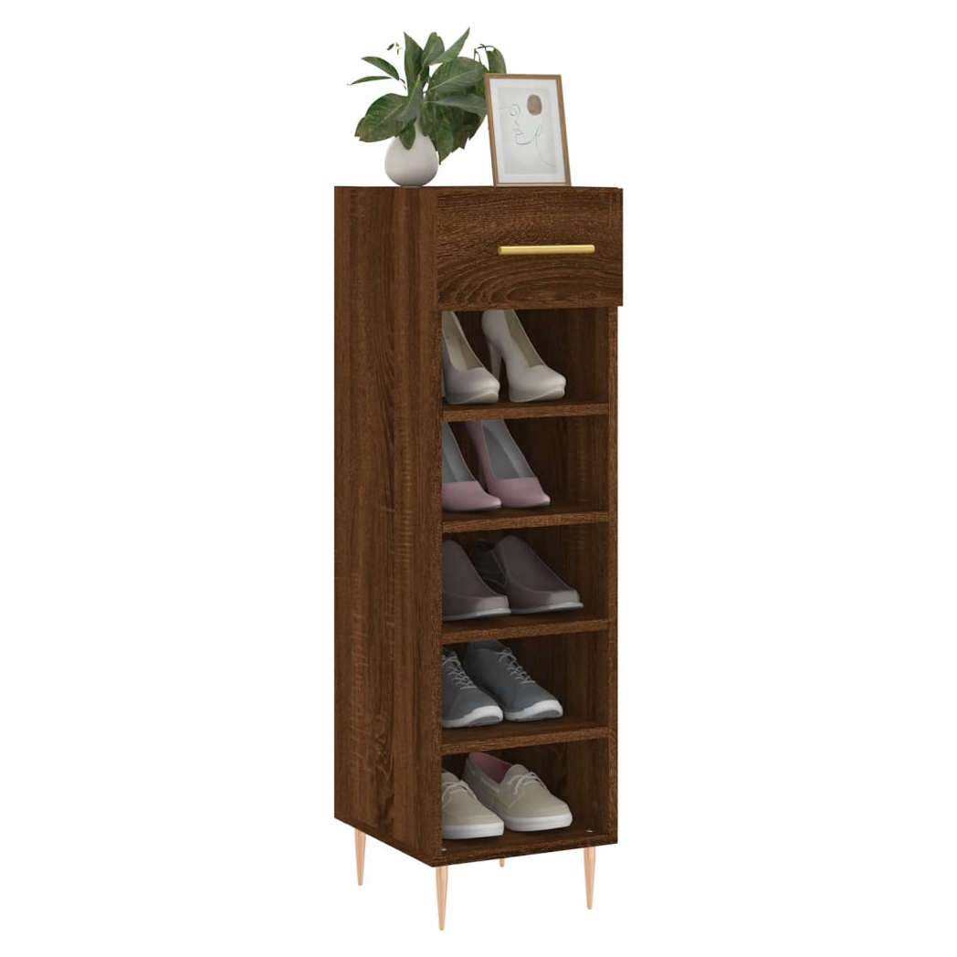 vidaXL Shoe Cabinet Brown Oak 30x35x105 cm Engineered Wood