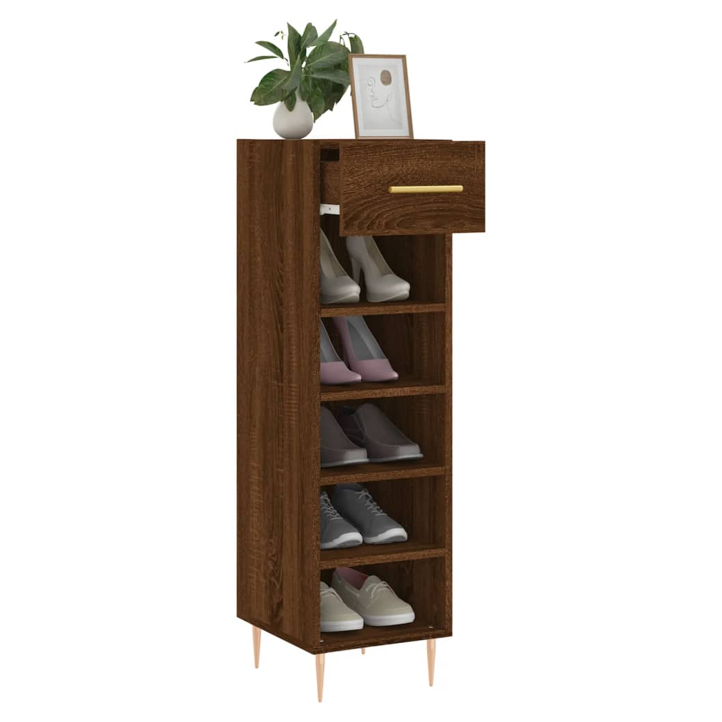 vidaXL Shoe Cabinet Brown Oak 30x35x105 cm Engineered Wood