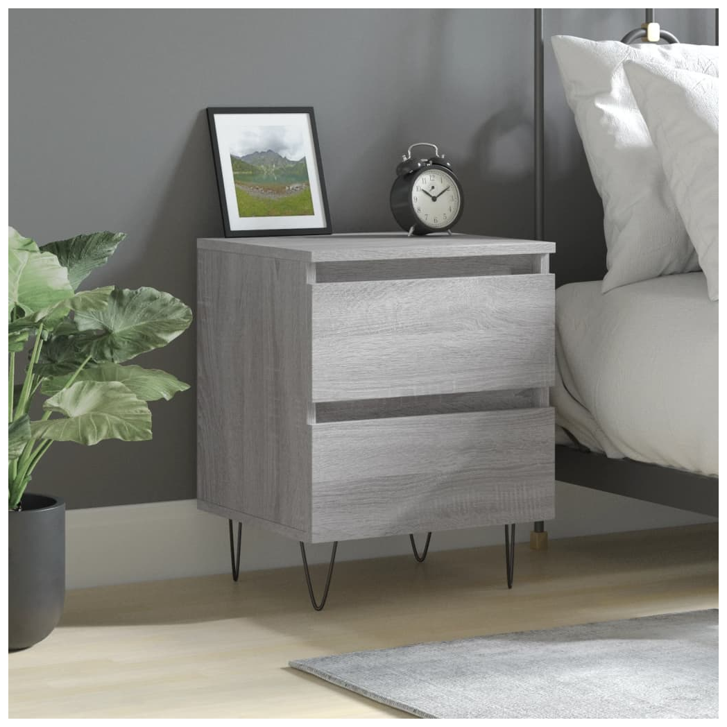 vidaXL Bedside Cabinet Grey Sonoma 40x35x50 cm Engineered Wood