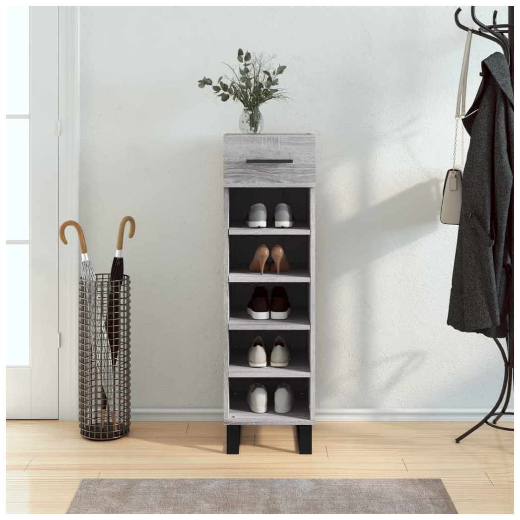 vidaXL Shoe Cabinet Grey Sonoma 30x35x105 cm Engineered Wood