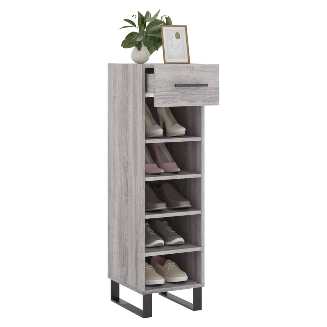 vidaXL Shoe Cabinet Grey Sonoma 30x35x105 cm Engineered Wood