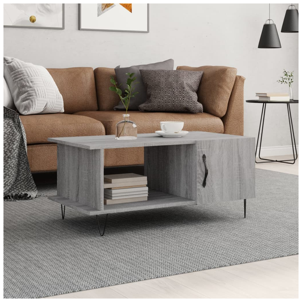 vidaXL Coffee Table Grey Sonoma 90x50x40 cm Engineered Wood