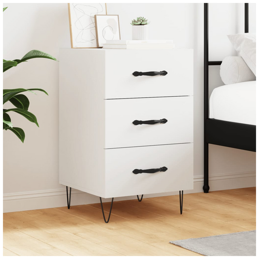 vidaXL Bedside Cabinet White 40x40x66 cm Engineered Wood