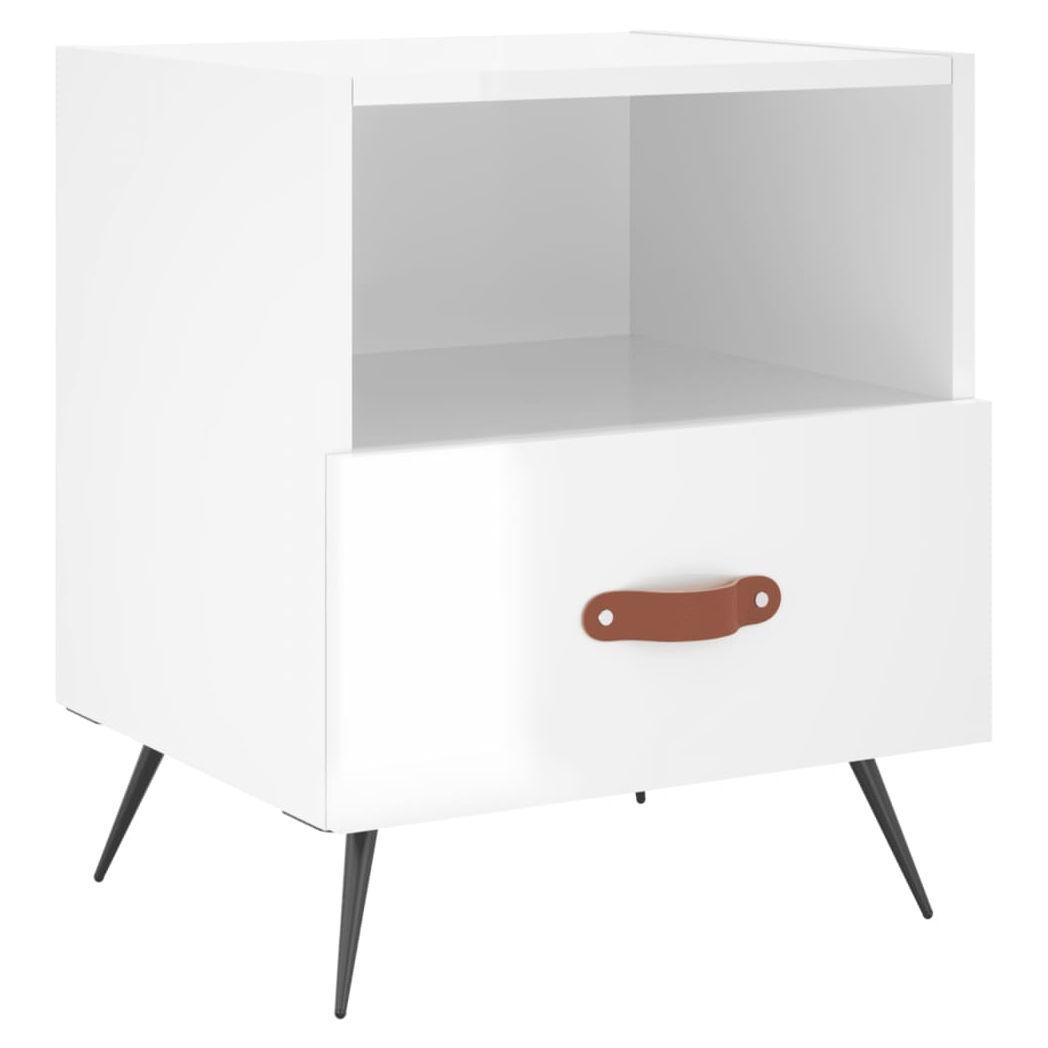 vidaXL Bedside Cabinet High Gloss White 40x35x47.5 cm Engineered Wood