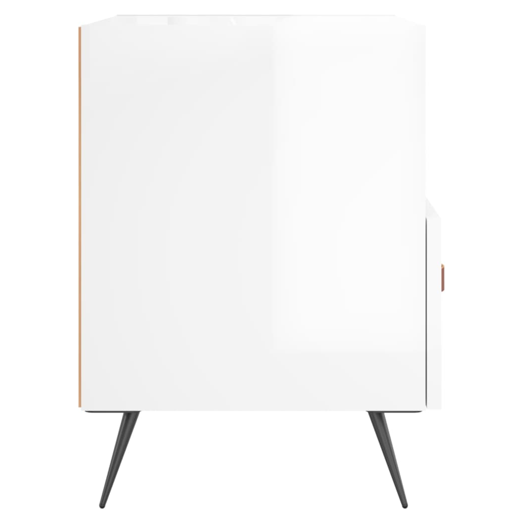 vidaXL Bedside Cabinet High Gloss White 40x35x47.5 cm Engineered Wood