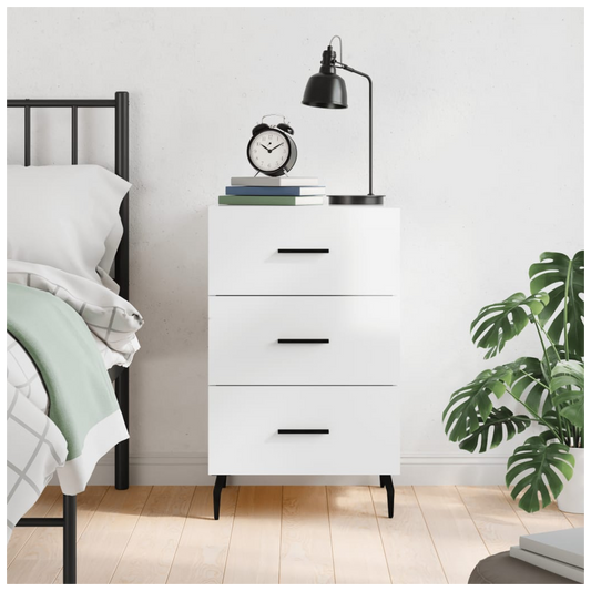 vidaXL Bedside Cabinet High Gloss White 40x40x66 cm Engineered Wood