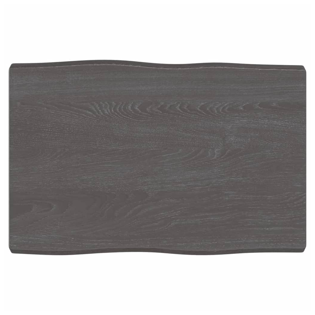 vidaXL Table Top Dark Grey 60x40x4 cm Treated Solid Wood Oak Live Edge