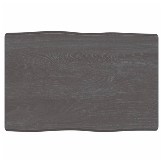 vidaXL Table Top Dark Grey 60x40x4 cm Treated Solid Wood Oak Live Edge