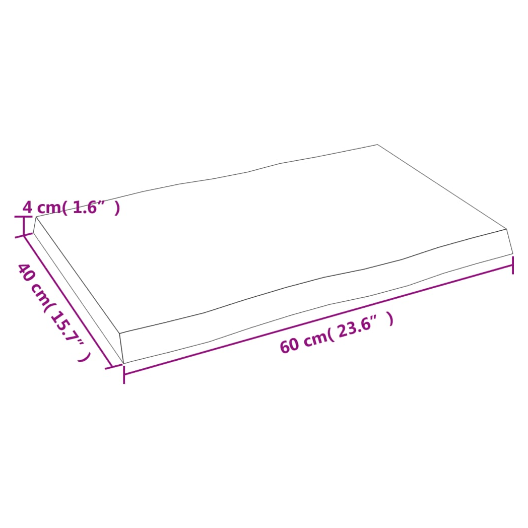 vidaXL Table Top Dark Grey 60x40x4 cm Treated Solid Wood Oak Live Edge