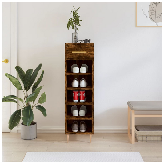 vidaXL Shoe Cabinet Smoked Oak 30x35x105 cm Engineered Wood