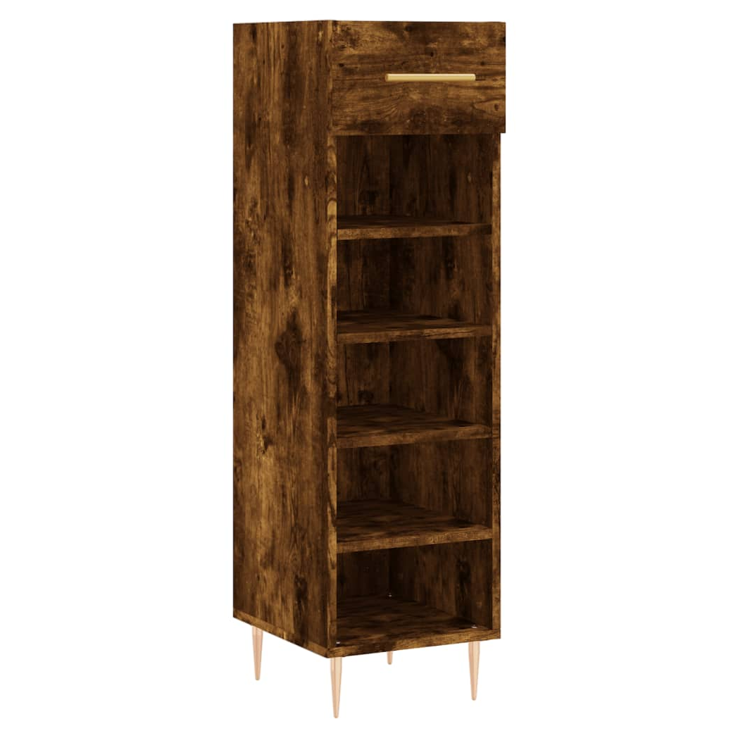 vidaXL Shoe Cabinet Smoked Oak 30x35x105 cm Engineered Wood