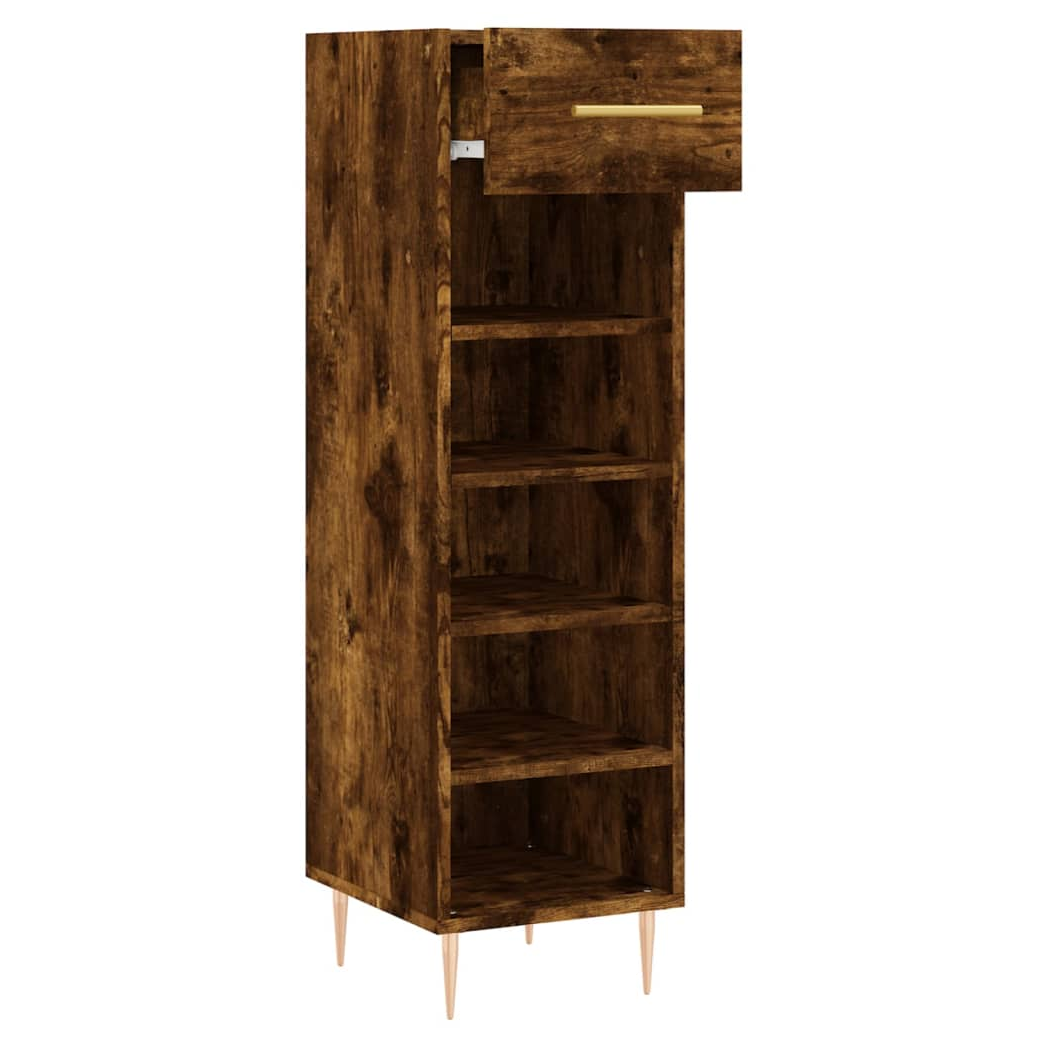 vidaXL Shoe Cabinet Smoked Oak 30x35x105 cm Engineered Wood