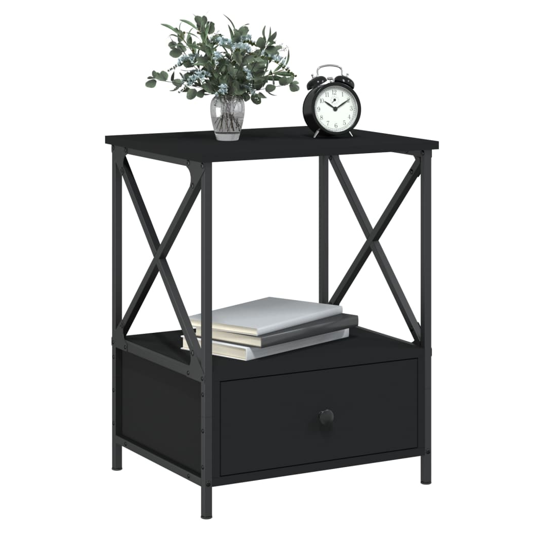 vidaXL Bedside Table Black 50x41x65 cm Engineered Wood