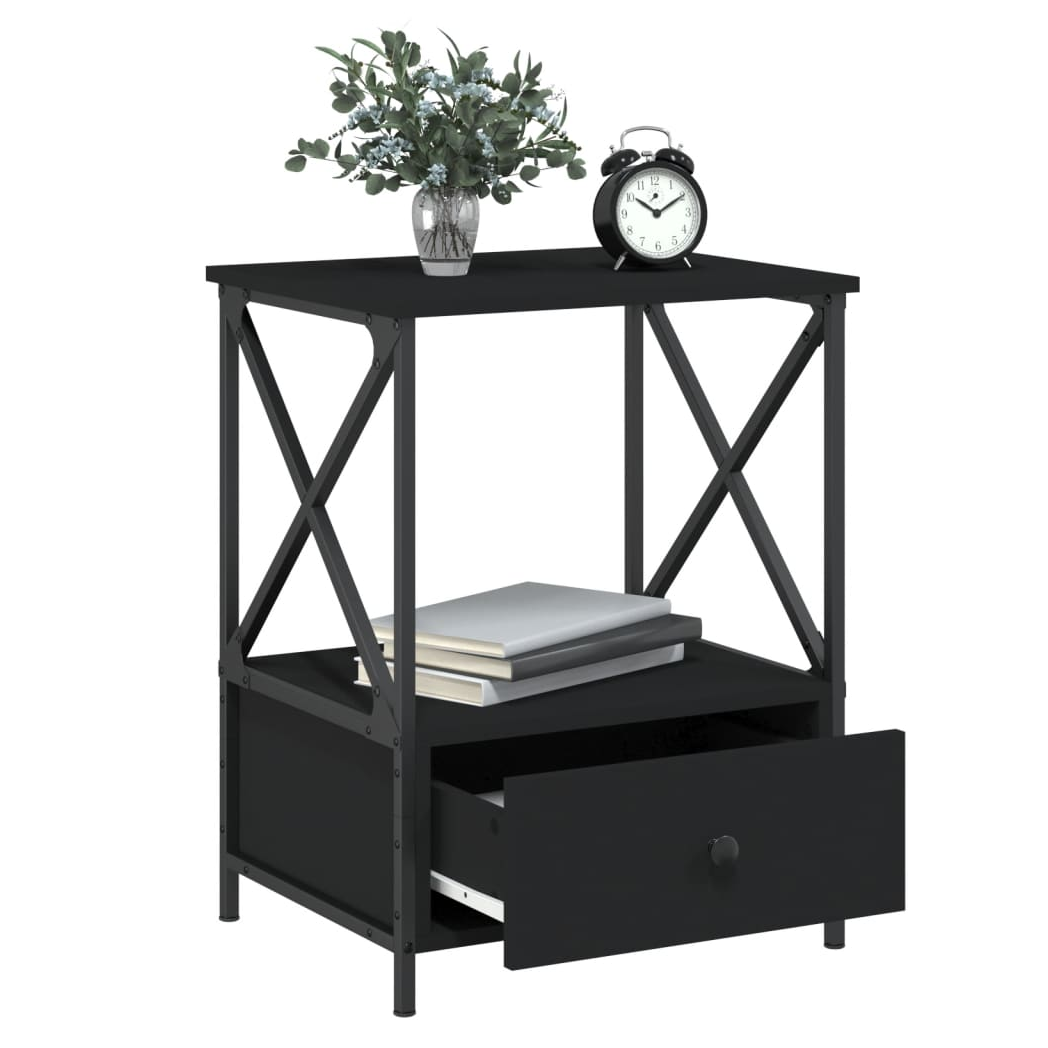 vidaXL Bedside Table Black 50x41x65 cm Engineered Wood