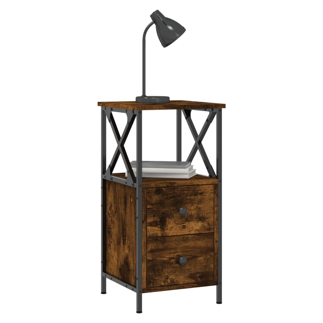 vidaXL Bedside Cabinet Smoked Oak 34x35.5x70 cm Engineered Wood