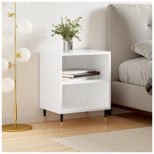 vidaXL Bedside Cabinet High Gloss White 40x30x50 cm Engineered Wood